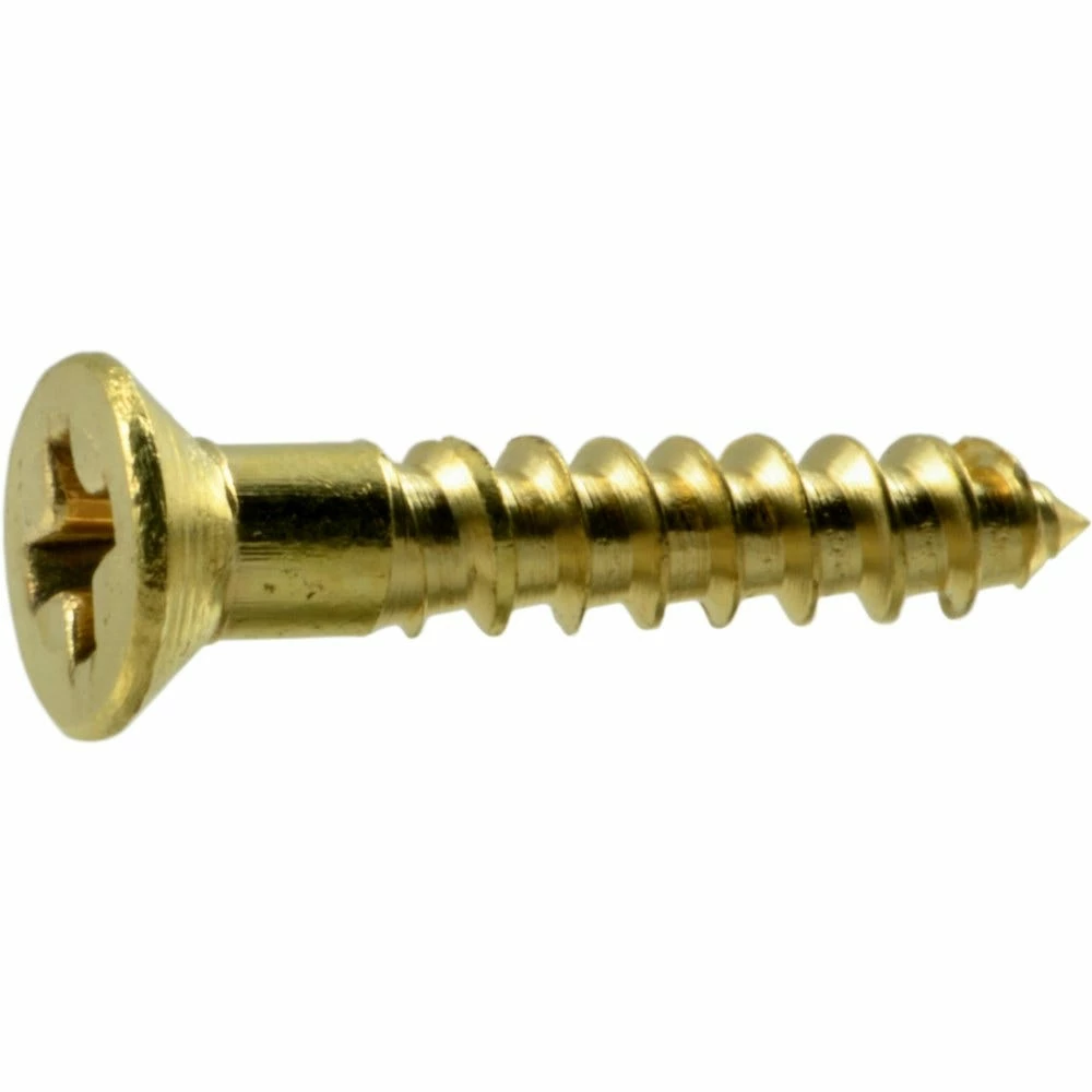 Midwest Fastener #4 x 5/8" Brass Phillips Flat Head Wood Screws - 23933 4 Midwest Fastener #4 x 5/8" Brass Phillips Flat Head Wood Screws - 23933 - Image 2