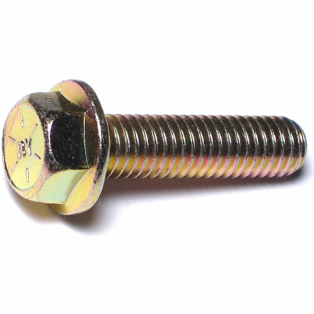 Midwest Fastener 3/8"-16 x 1-1/2" Yellow Zinc Plated Grade 8 Coarse Thread Hex Washer Head Flange Bolts - 87657 3 Midwest Fastener 3/8"-16 x 1-1/2" Yellow Zinc Plated Grade 8 Coarse Thread Hex Washer Head Flange Bolts - 87657