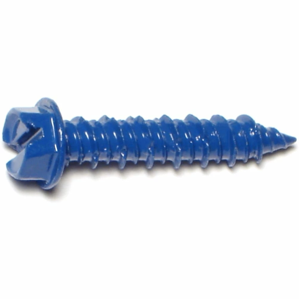 Midwest Fastener 1/4" x 1-1/4" Blue Ruspert Coated Slotted Hex Washer Head Masonry Screws - 23381 - Bolts 3 Midwest Fastener 1/4" x 1-1/4" Blue Ruspert Coated Slotted Hex Washer Head Masonry Screws - 23381 - Bolts