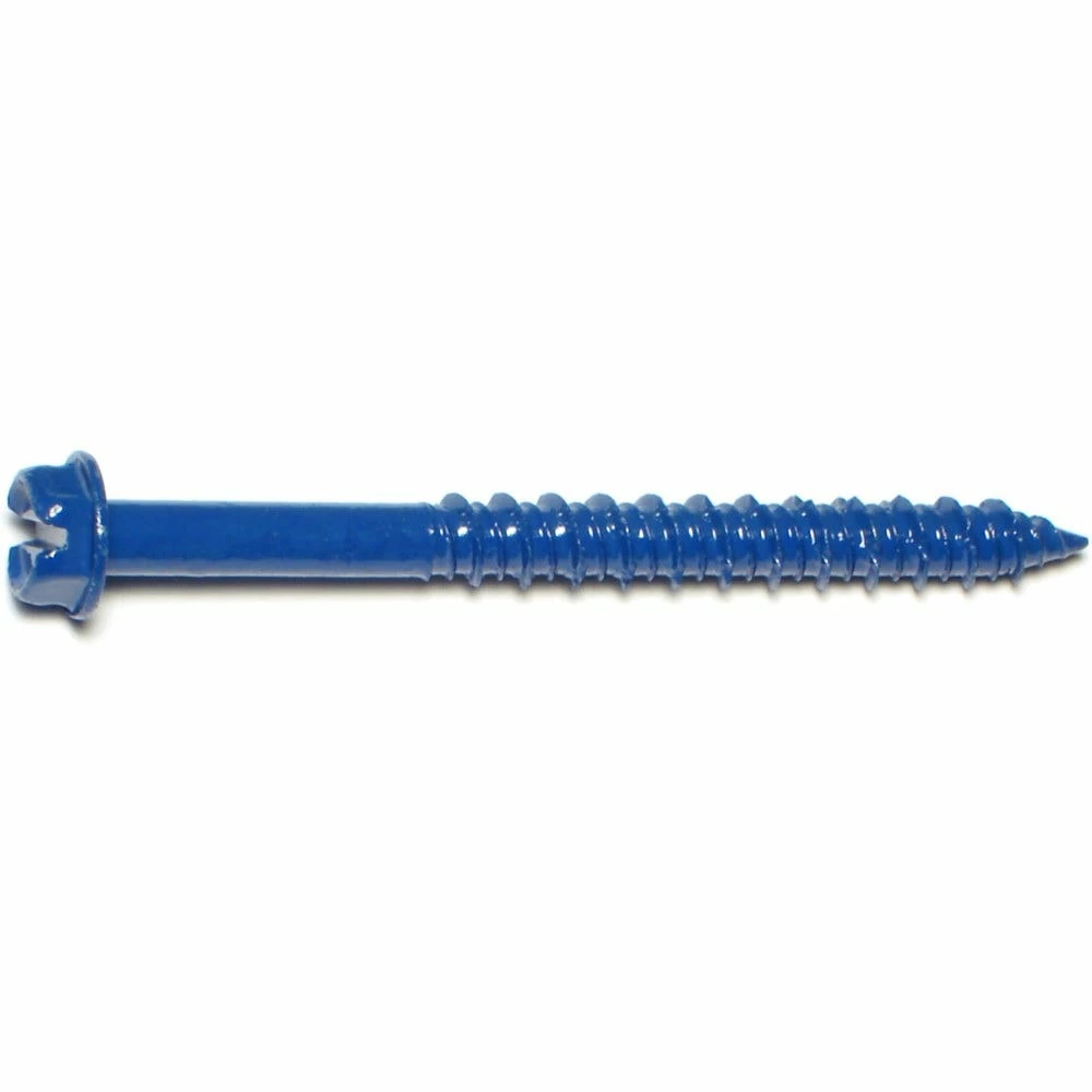 Midwest Fastener 1/4" x 2-3/4" Blue Ruspert Coated Slotted Hex Washer Head Masonry Screws - 23384 - Bolts 4 Midwest Fastener 1/4" x 2-3/4" Blue Ruspert Coated Slotted Hex Washer Head Masonry Screws - 23384 - Bolts - Image 2